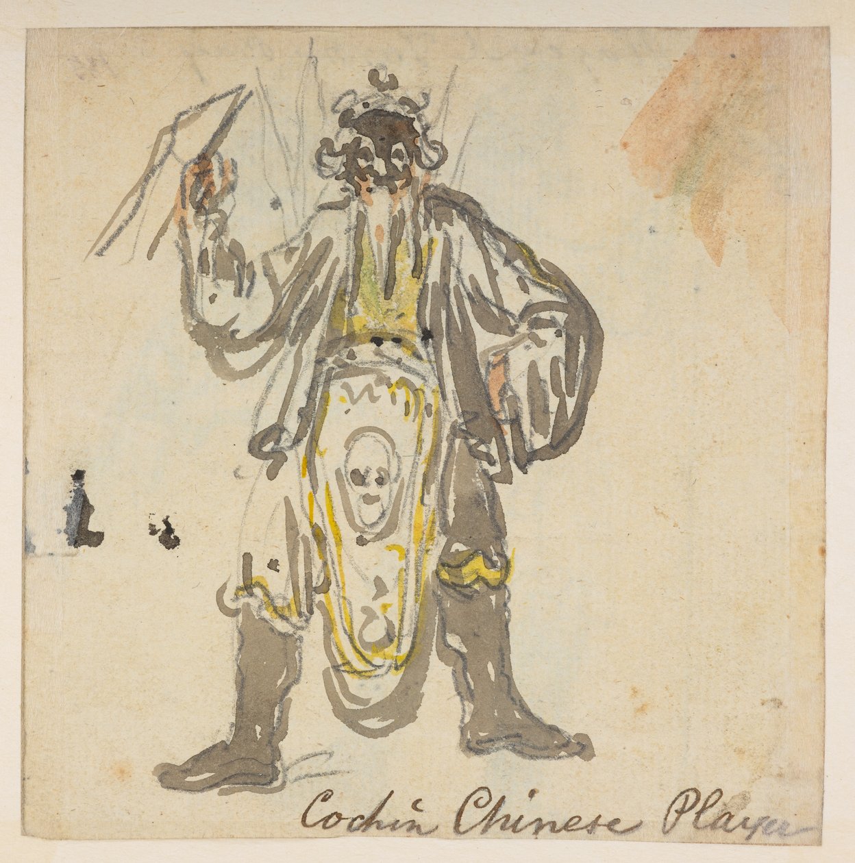 185v. Cochin tocador chinês, de um Álbum de 372 desenhos de paisagens, costas, trajes e vida quotidiana feitos durante a embaixada de Lord Macartney junto do Imperador da China, entre 1792 e 1794 (lápis e aguarela sobre papel) de William Alexander