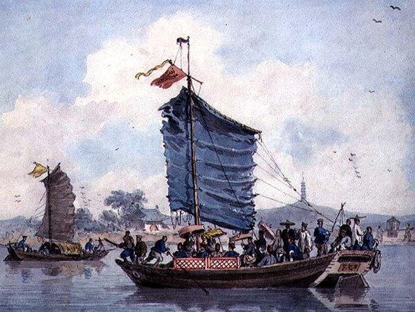 Cena fluvial chinesa com Lixo à Vela de William Alexander