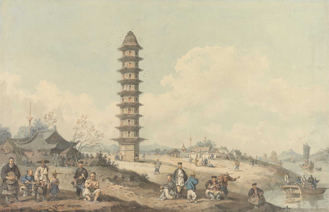 Cidade de Lin Tsin, Shantung, com vista para o Grande Canal de William Alexander