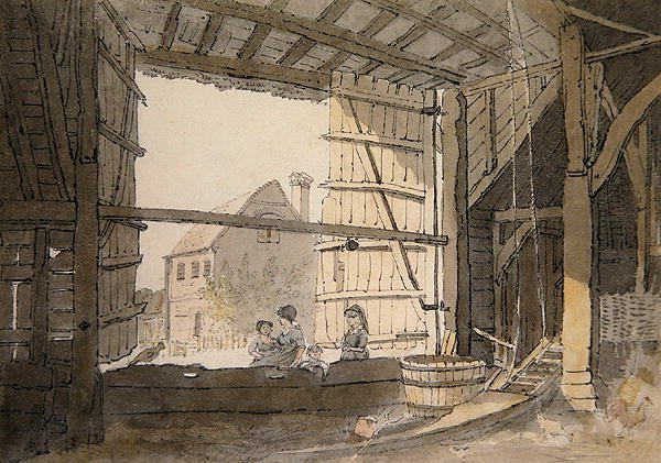 Números em uma porta do celeiro na Parsonage House, perto de Addington, Kent (lápis e aquarela sobre papel) de William Alexander