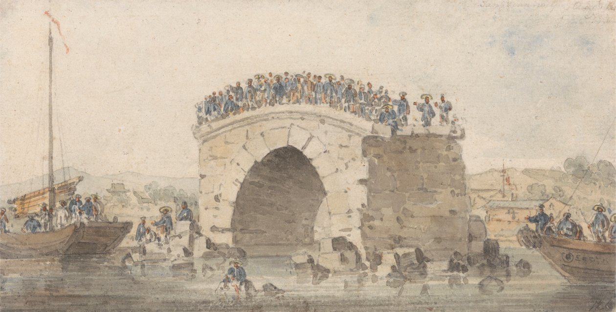 Restos de uma ponte em San-Sien-Wey no Pei-Ho, perto de Tong-Tcheou, 15 de Agosto de 1793 de William Alexander