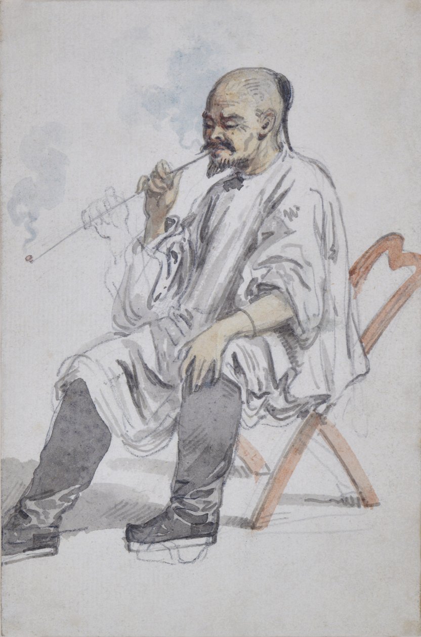 Homem chinês sentado fumando de William Alexander