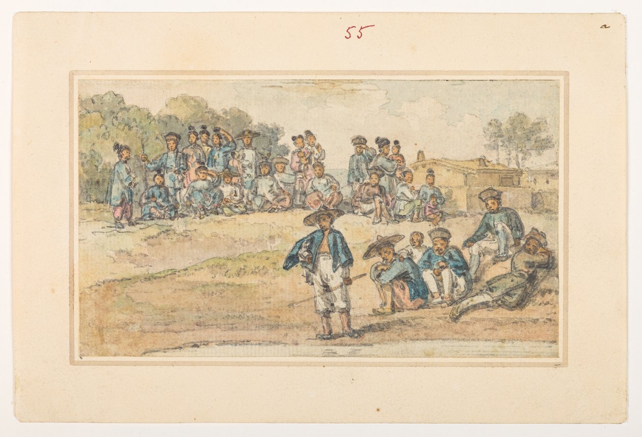 f.11 55 Estudos de chinês,  de um Álbum de 372 desenhos de paisagens, litorais, trajes e vida cotidiana feitos durante a embaixada de Lord Macartney ao Imperador da China, entre 1792 e 1794 (lápis e aquarela sobre papel) de William Alexander