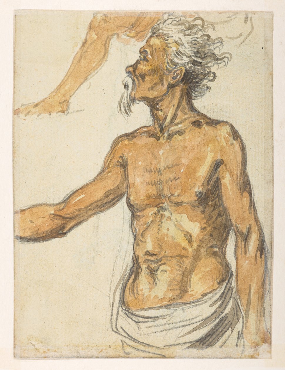 [f.4 24v Homem idoso.  de um Álbum de 372 desenhos de paisagens, litorais, trajes e vida cotidiana feitos durante a embaixada de Lord Macartney ao Imperador da China, entre 1792 e 1794 (lápis e aquarela sobre papel) de William Alexander
