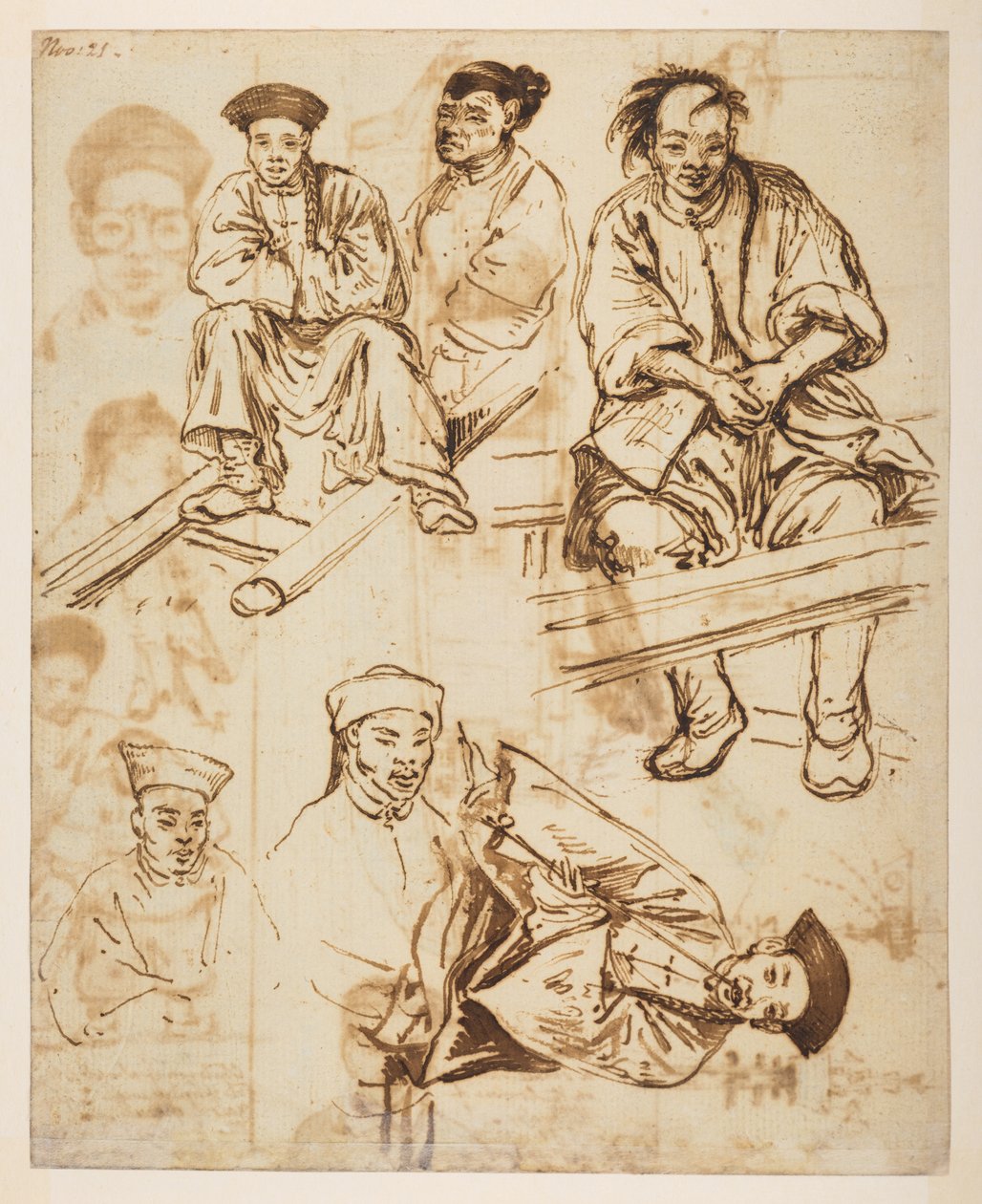 [f.57 140v Estudos de figuras, homens chineses. 