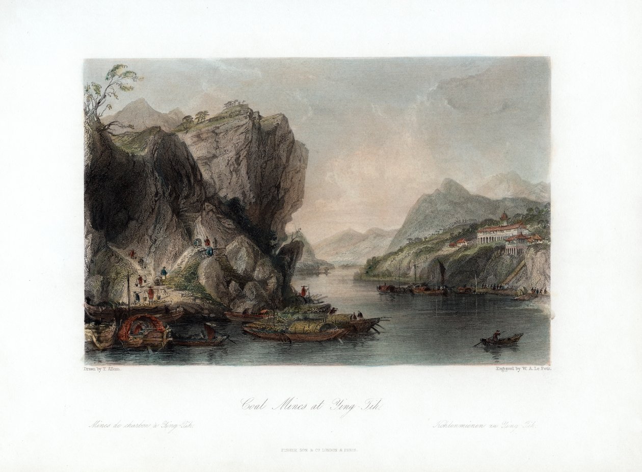 "Coal Mines at Ying-Tih", China, c1840. de William Alexander Le Petit