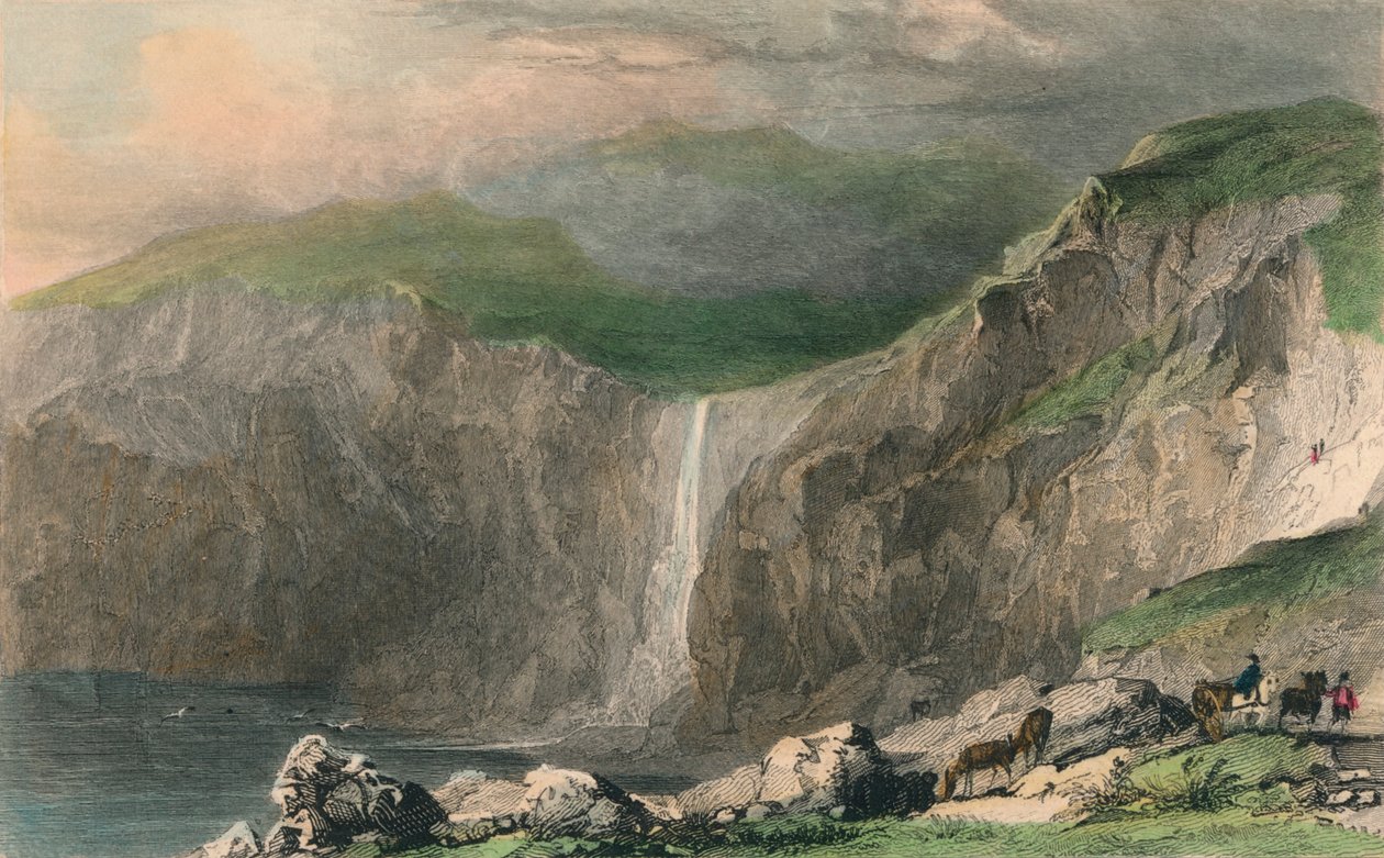Cachoeira & Pedreira, Perto de Boscastle, 1832 de William Alexander Le Petit