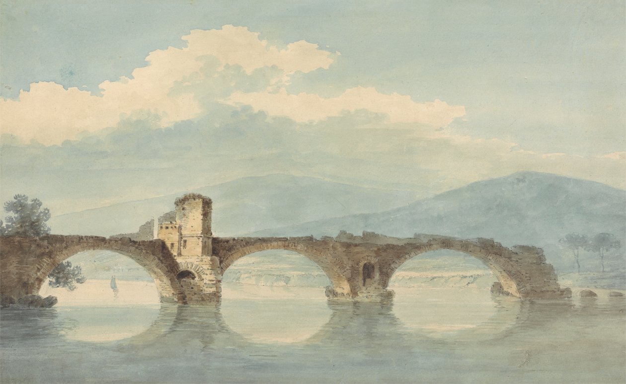 Uma ponte sobre o Arno (?) de William Alfred Delamotte