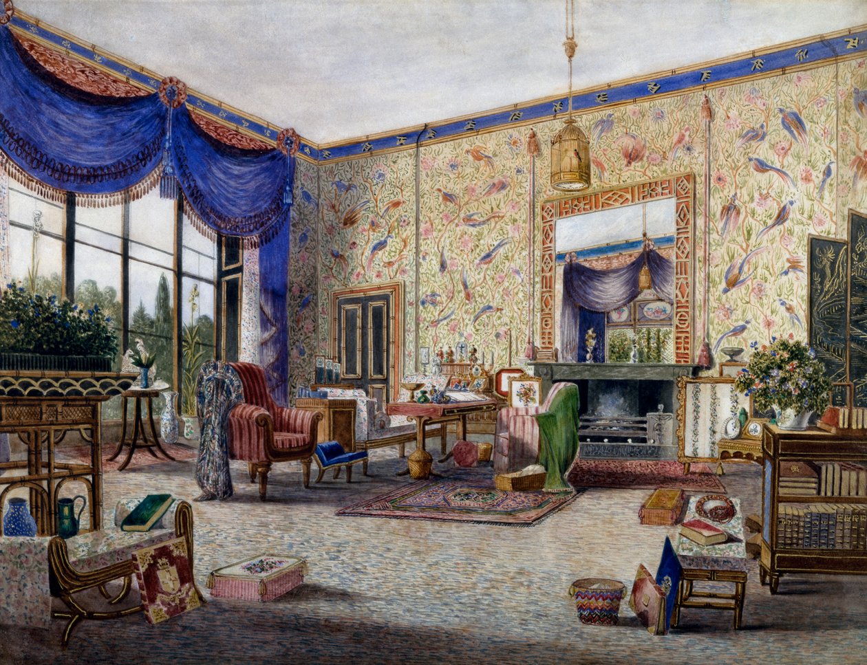 Sala de desenho em Middleton Park, de William Alfred Delamotte (1775-1863) de William Alfred Delamotte