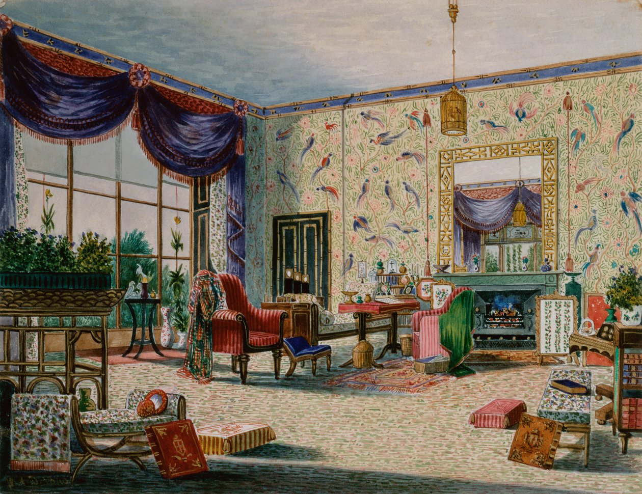 A sala de desenho chinesa, Middleton Park, Oxfordshire de William Alfred Delamotte