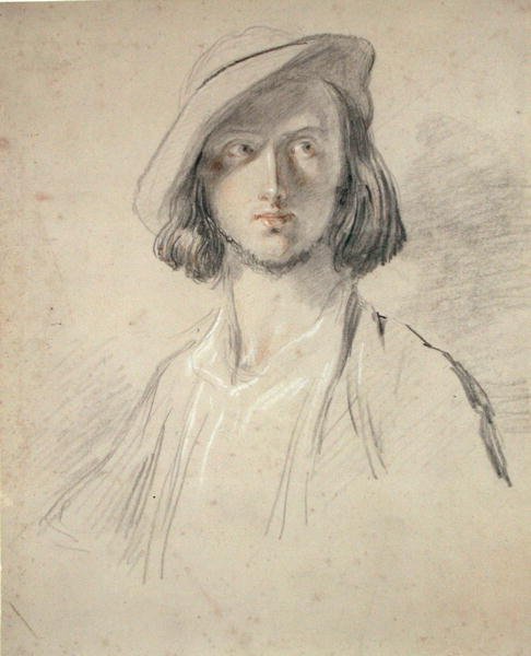 Estudo do Retrato de um Jovem (gizes coloridos sobre papel de búfalo) de William Allan