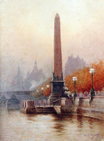 Agulha de Cleópatra, Embankment, Londres (aquarela sobre papel) de William Allister Macdonald