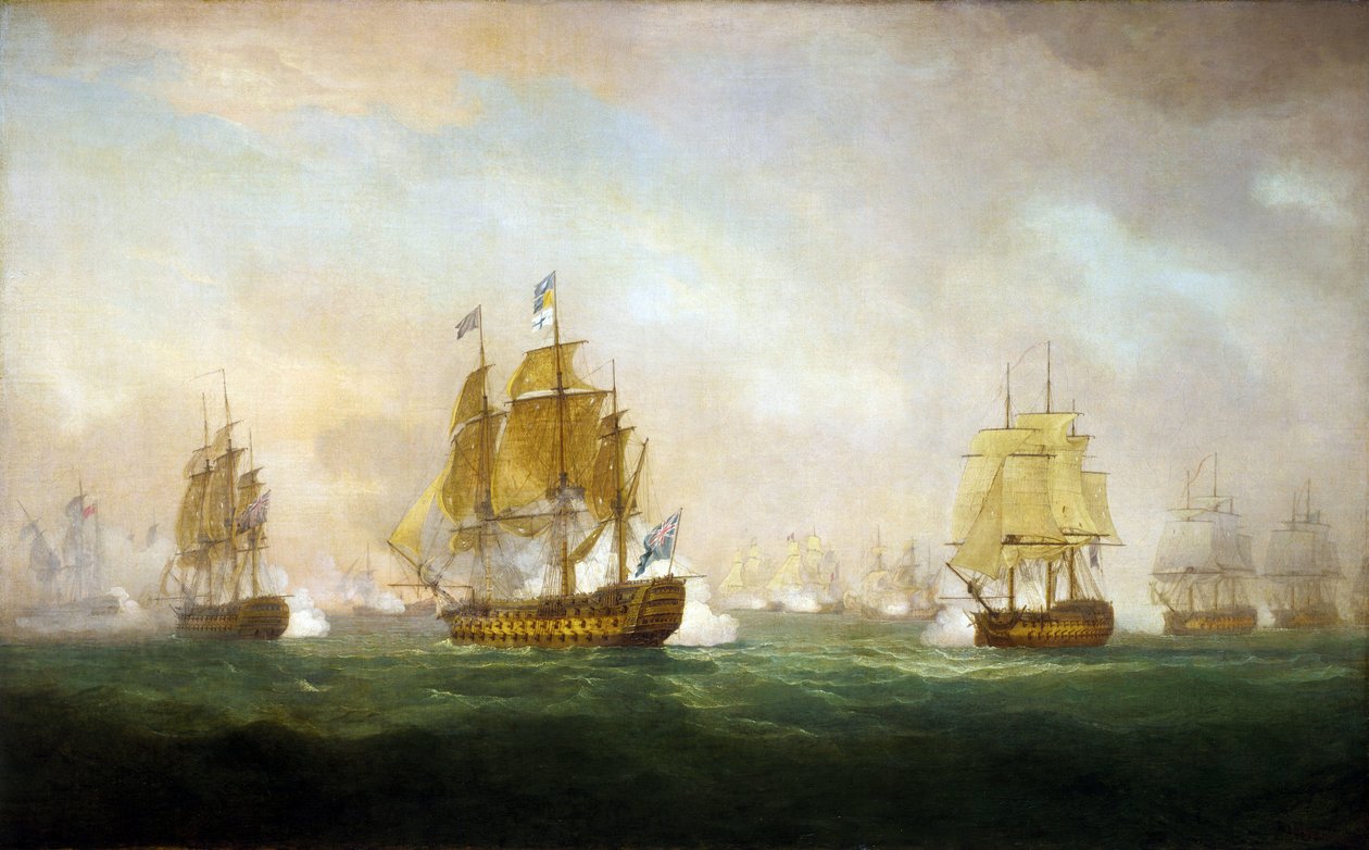 Batalha do Cabo Finisterra (Finistère), início do século XIX (óleo sobre tela) de William Anderson
