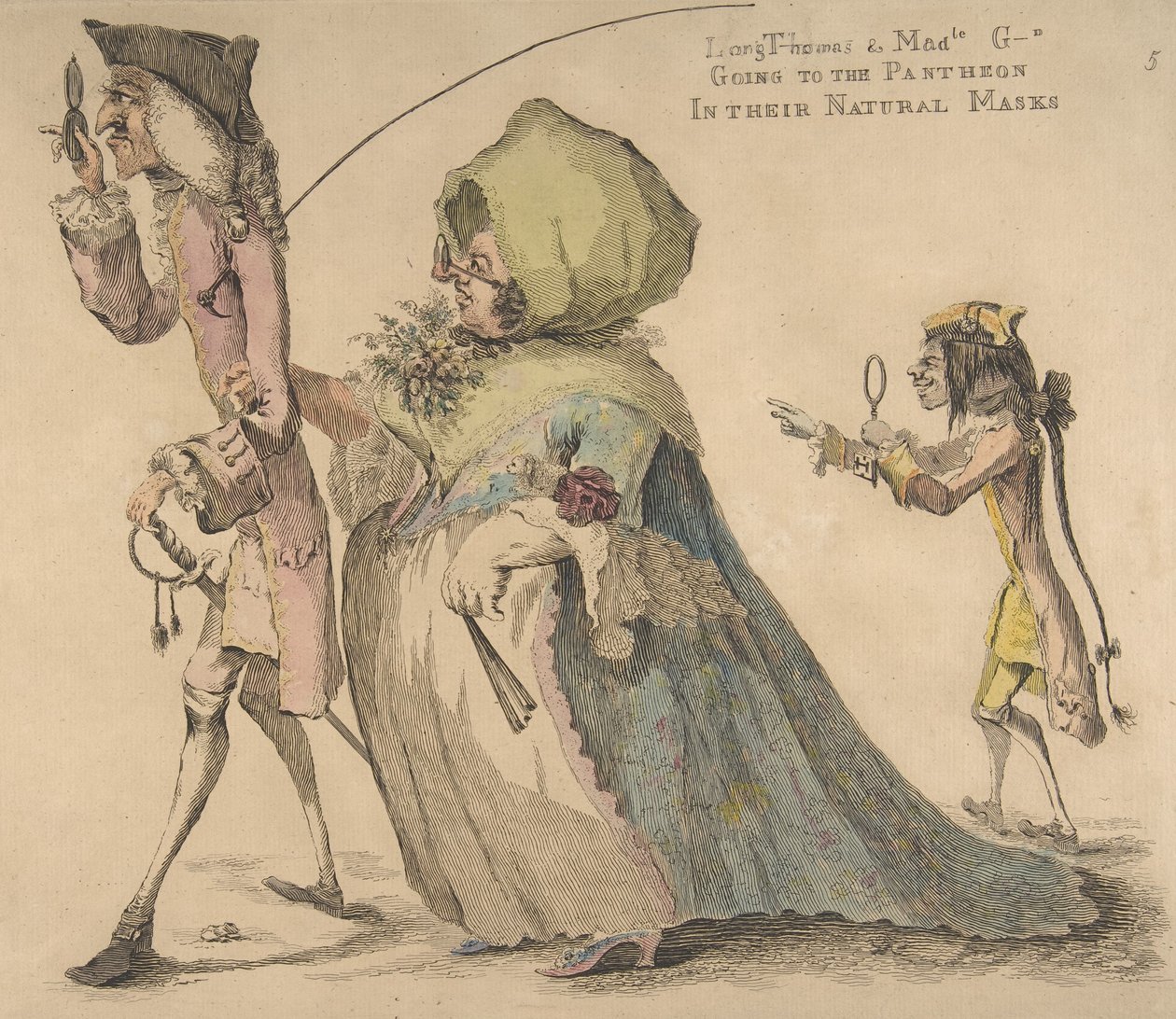 Long Thomas e Mad-le G-d Going to the Pantheon in Their Natural Masks, 1 de Maio de 1773. de William Austin