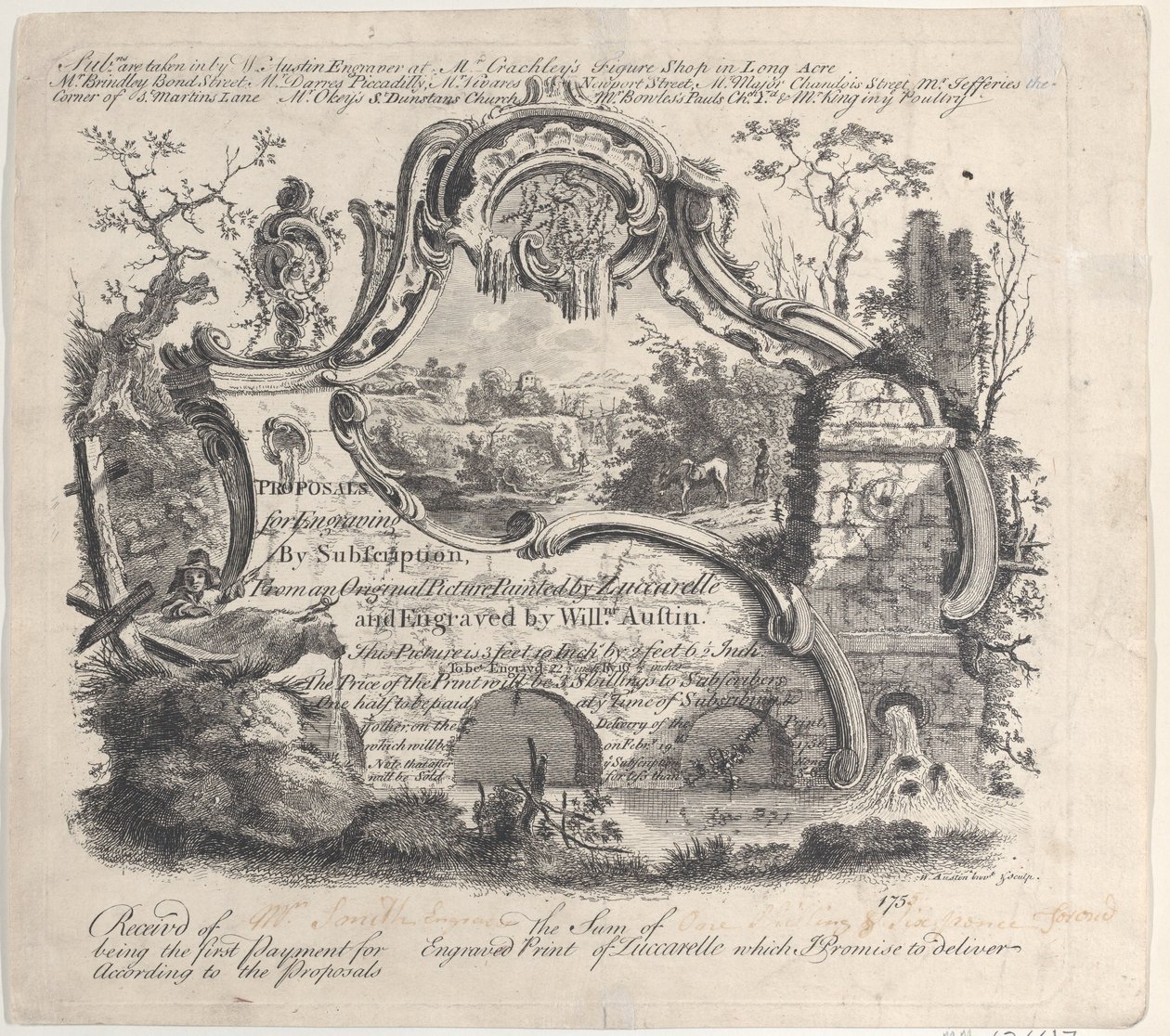 Proposta de Gravação por Assinatura a partir de um quadro original pintado por Zuccarelle, 1756. de William Austin