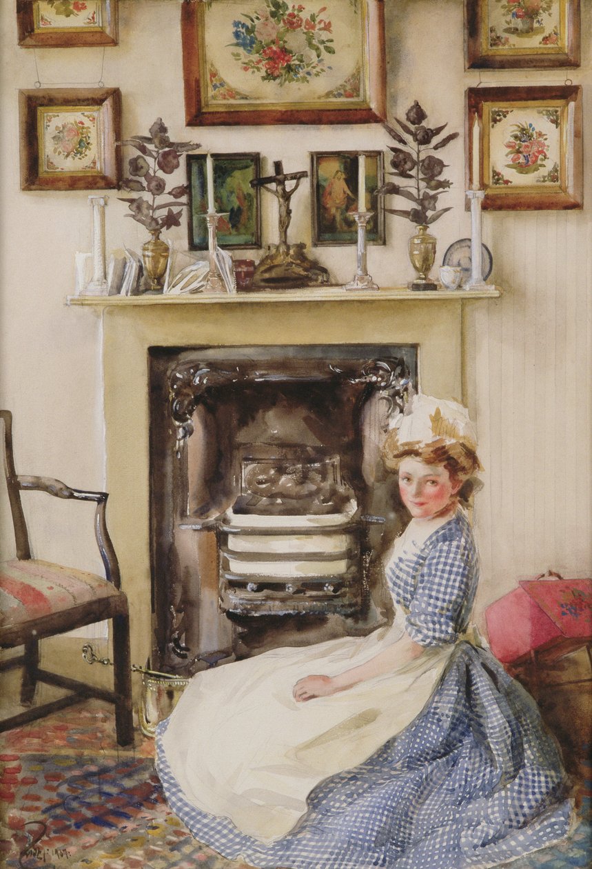 Blackleading the Fire Grate, 1907 (wc no papel) de William B. E. Rankin