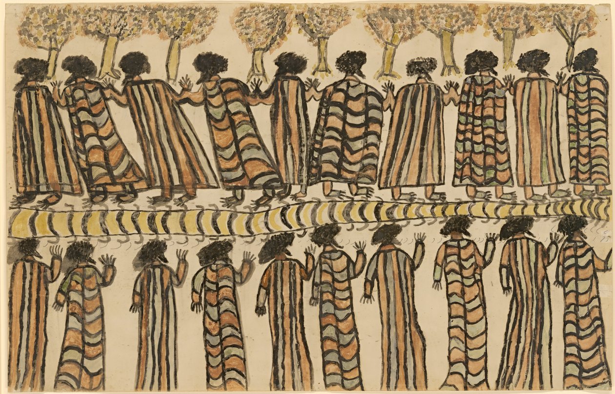 Figuras em mantos de pele de gambá de William Barak