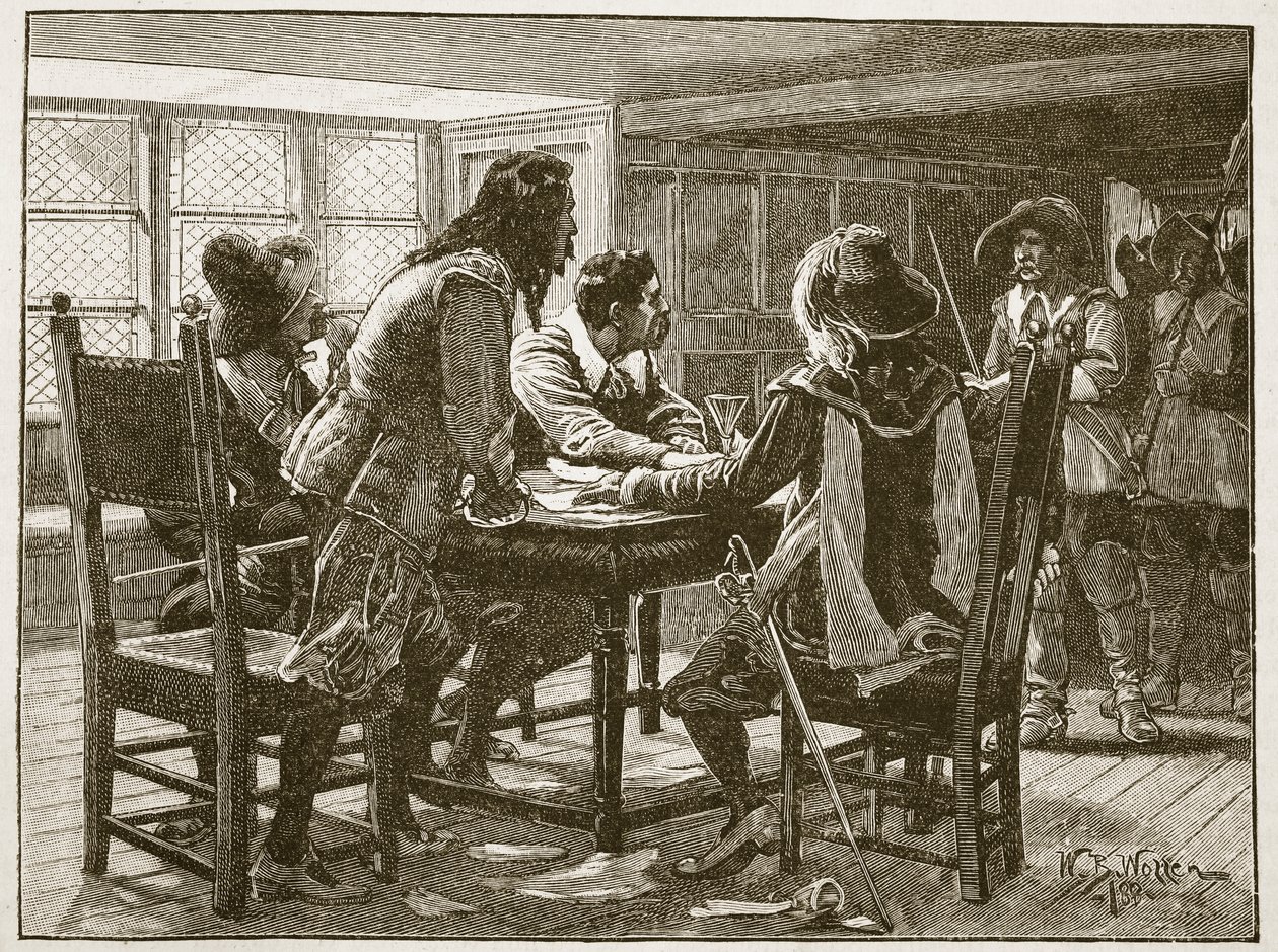 Detenção dos conspiradores na sereia, ilustração de &39;História Ilustrada de Cassell na Inglaterra&39; (foto sépia) de William Barnes Wollen