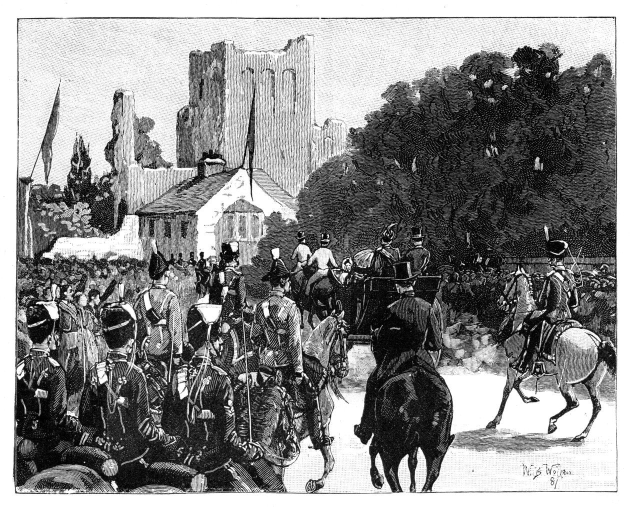 Chegada da rainha Victoria a Kelso, Escócia, 1887. de William Barnes Wollen