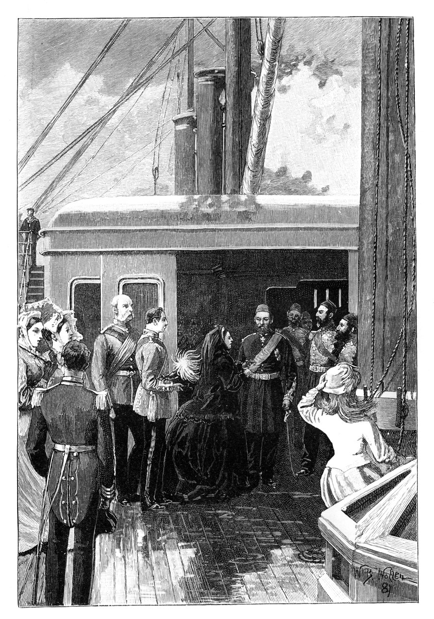 Rainha Victoria investindo Abdul Aziz, sultão da Turquia, com a ordem da liga, 1867 de William Barnes Wollen