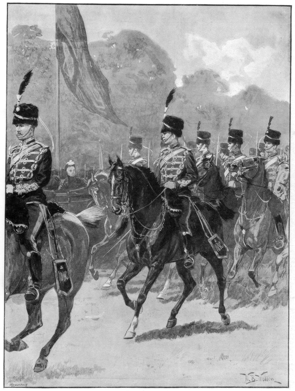 Revisão da 1ª Brigada Yeomanry pela rainha em Windsor Park, 1894. de William Barnes Wollen