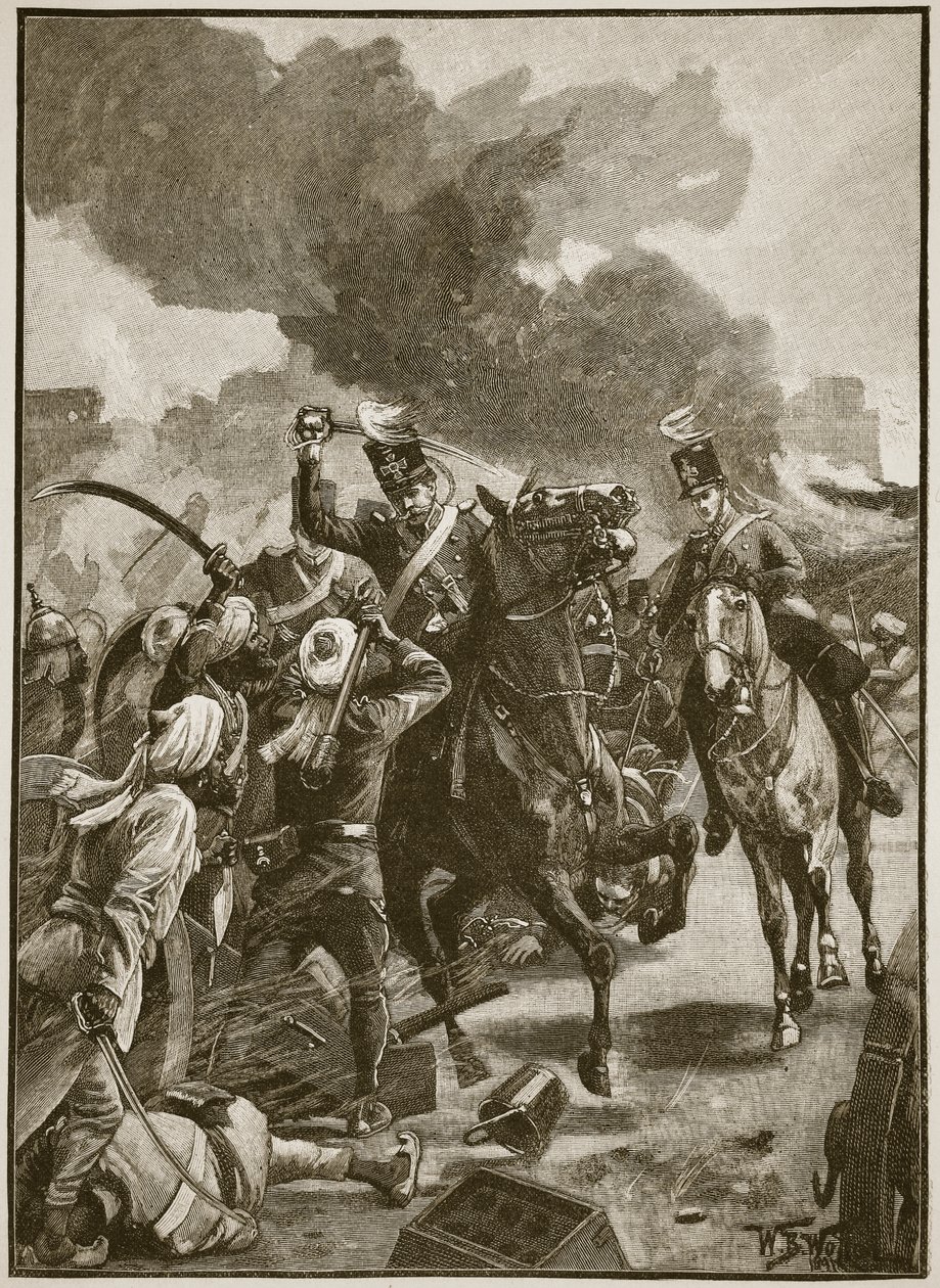 Thackwell em Sobraon, 1846, ilustração de &39;História Ilustrada de Cassell da Inglaterra&39; (foto sépia) de William Barnes Wollen