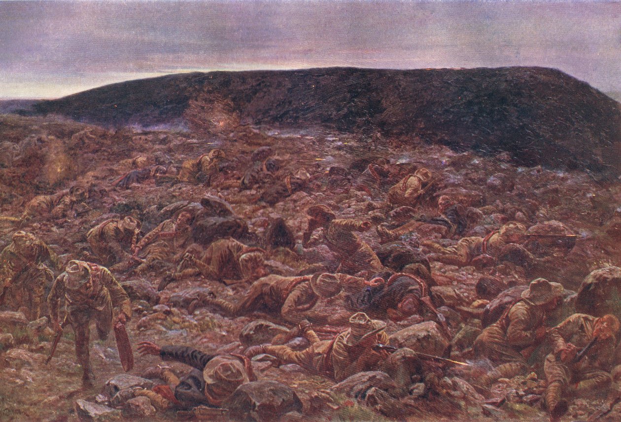 O Imperial Light Horse em Waggon Hill 6 de janeiro de 1900, ilustração fromCassells História da Inglaterra, de 1900 de William Barnes Wollen