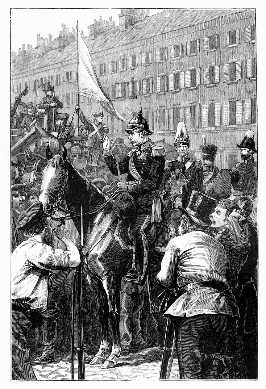 O rei da Prússia, dirigindo-se aos berlinenses, 1848, 1900. de William Barnes Wollen