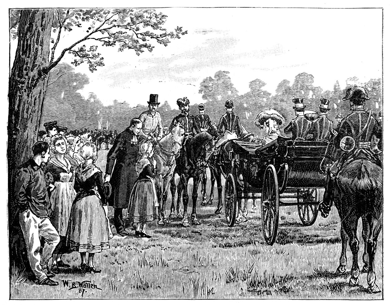 A rainha na festa na floresta de St Germain, França, meados do final do século XIX, 1887 de William Barnes Wollen