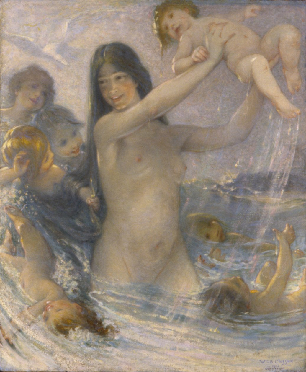 Ninfa e Bebés Aquáticos em Jogo, 1908. de William Baxter Palmer Closson