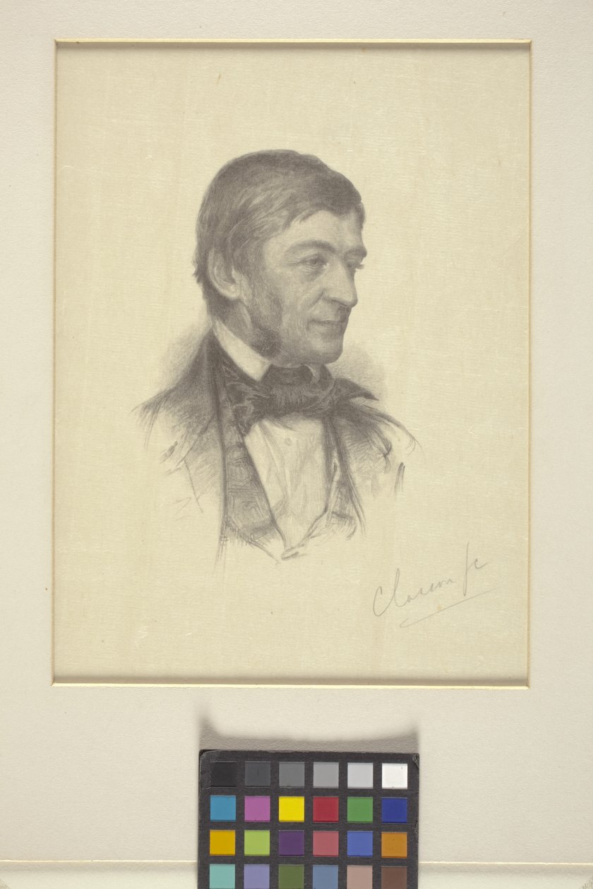 Retrato de Ralph Waldo Emerson (gravura em madeira) de William Baxter Palmer Closson