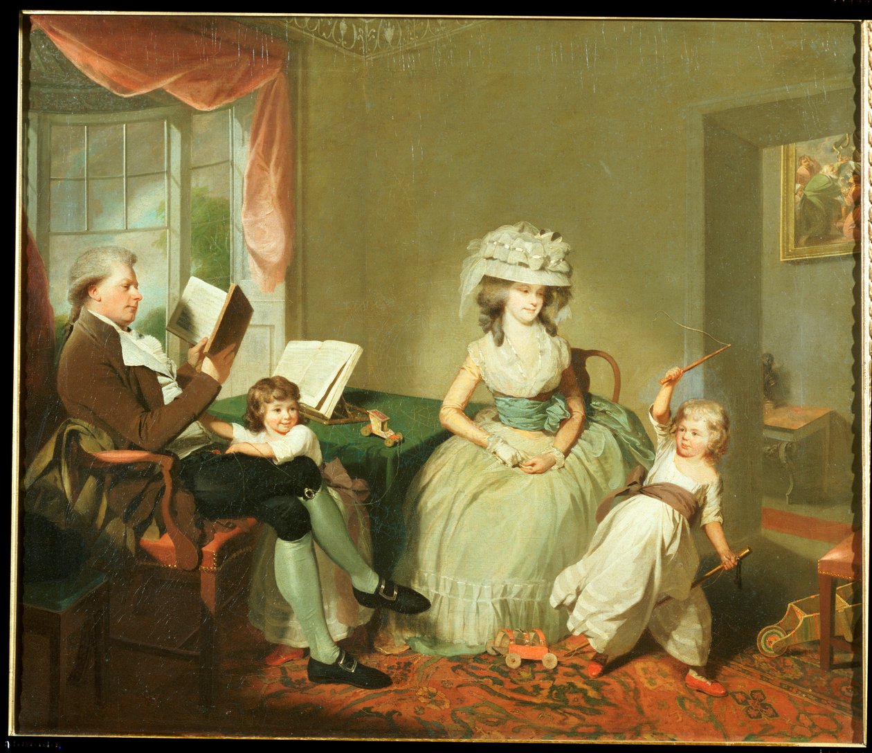 Um retrato de grupo do Sr. e da Sra. Hayward com seus filhos, Mathilda e George, c.1789 de William Beechey