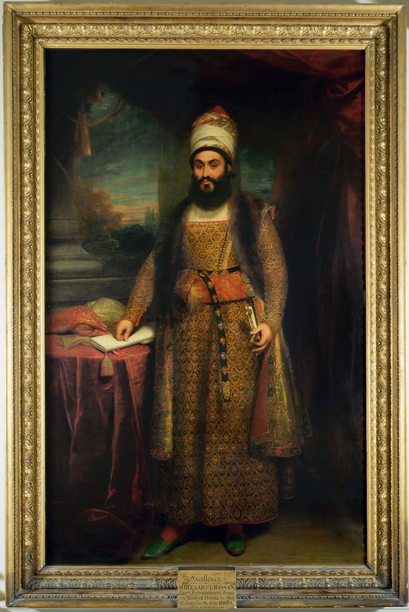 Retrato de Mirza Abul Hassan, embaixador persa (1785-1880) Enviado pelo rei da Pérsia para a Inglaterra, 1809 de William Beechey