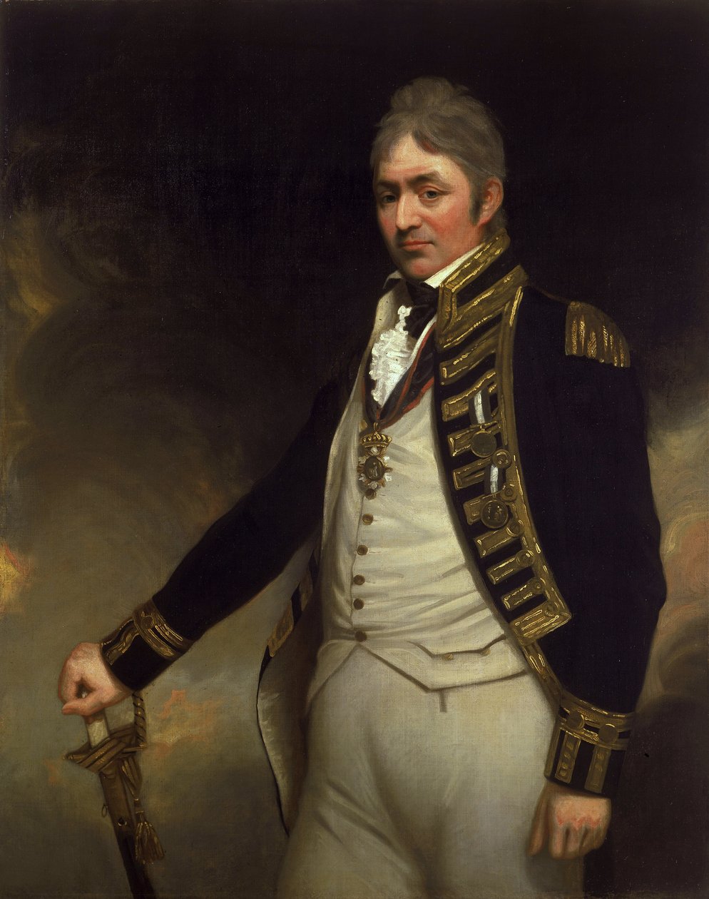 Retrato do contra-almirante Sir Thomas Troubridge (ca. 1758-1807), com as medalhas de São Vicente e do Nilo (relativas à batalha de Aboukir, Egipto de William Beechey