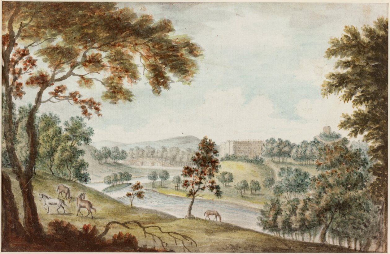 General Lamblan está em Harraton perto de Chester-le-Street (lápis e aquarela sobre papel) de William Beilby
