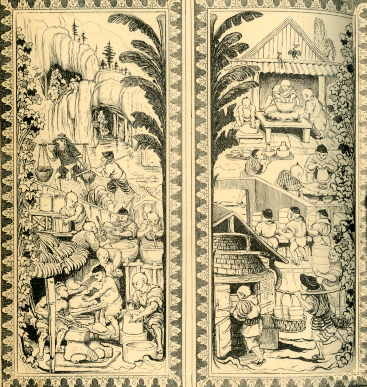 Oleiros chineses no trabalho, projeto para vitral, c1870, 1881. de William Bell Scott
