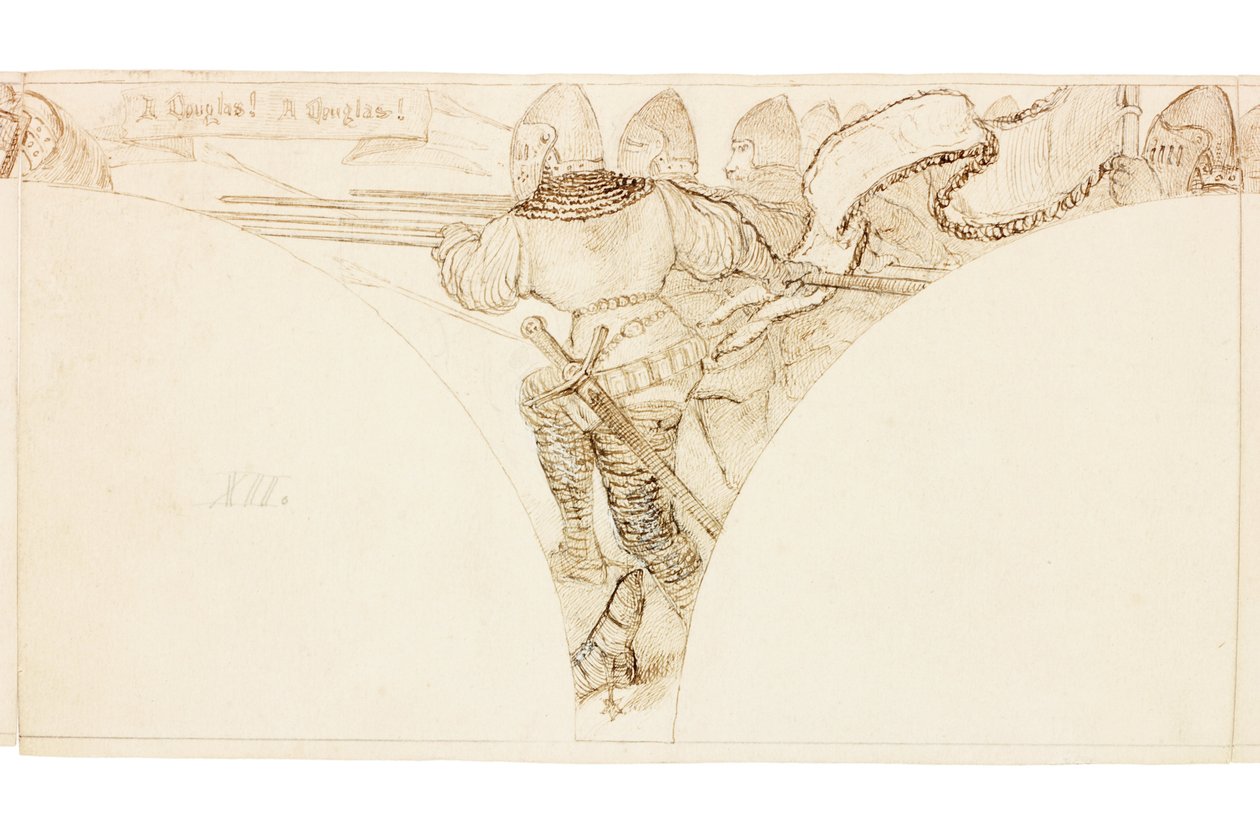 Esboço para Mural no Wallington Hall (bodycolour) de William Bell Scott