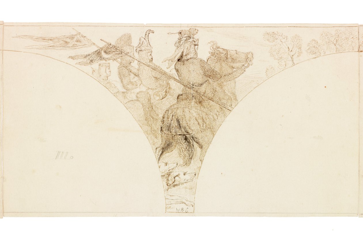 Esboço para Mural no Wallington Hall (bodycolour) de William Bell Scott