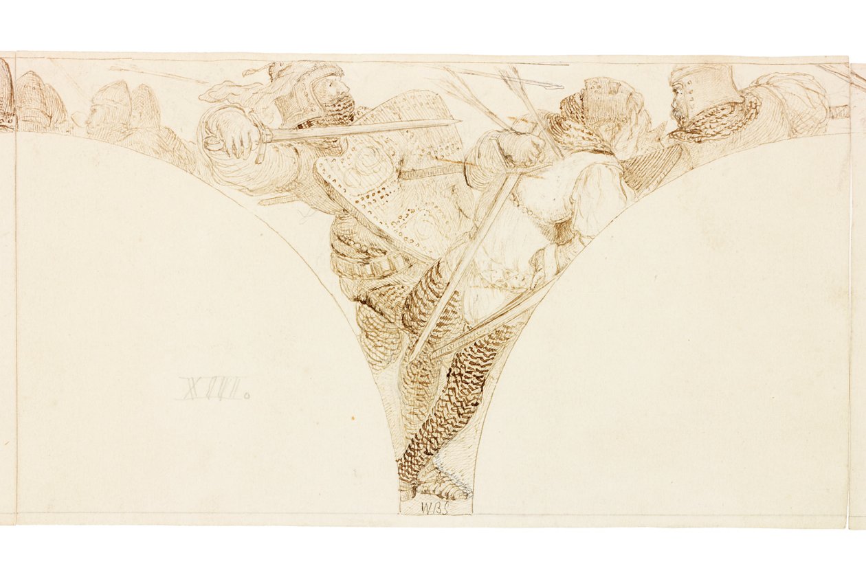 Esboço para Mural no Wallington Hall (bodycolour) de William Bell Scott