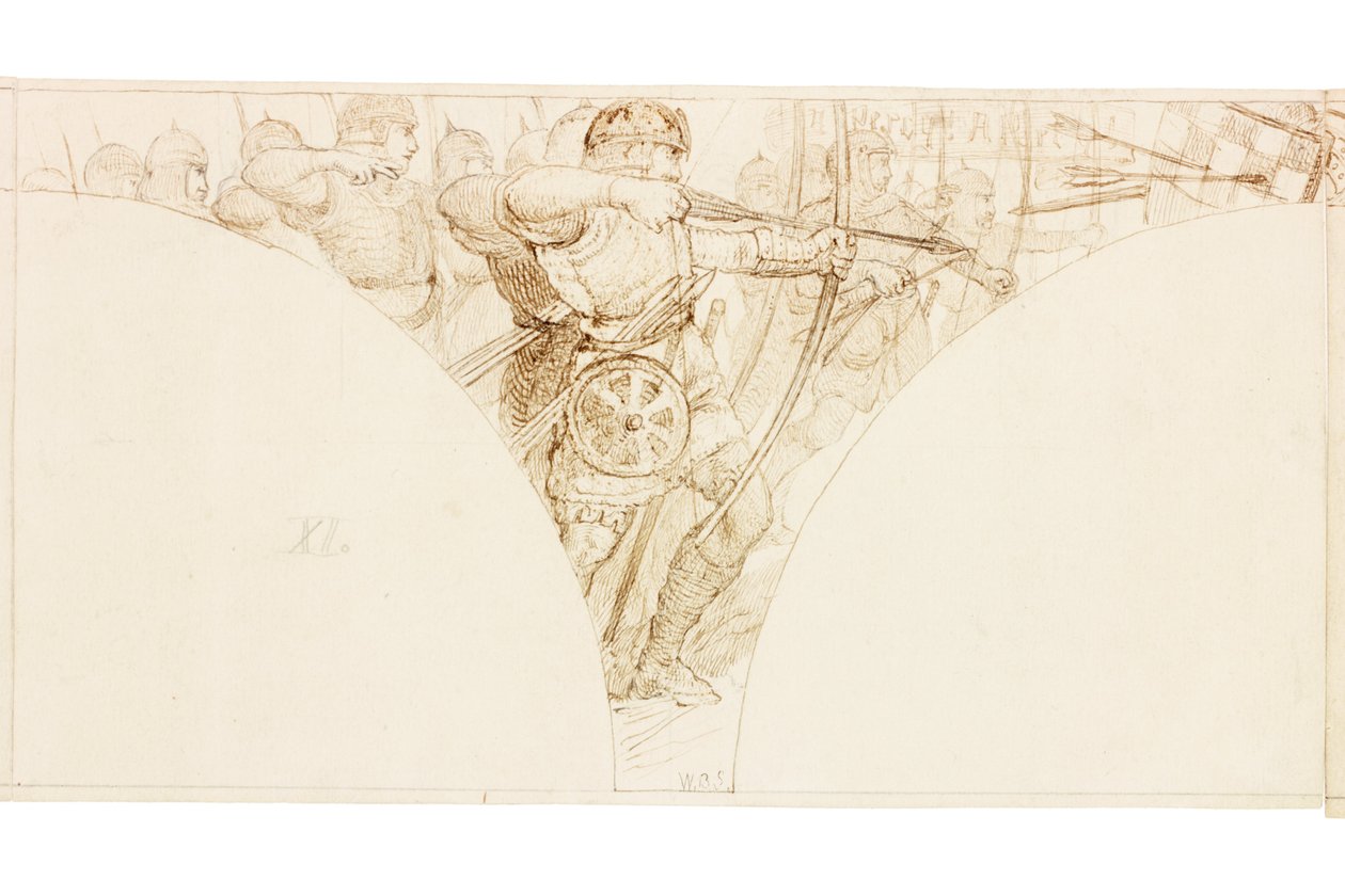 Esboço para Mural no Wallington Hall (bodycolour) de William Bell Scott