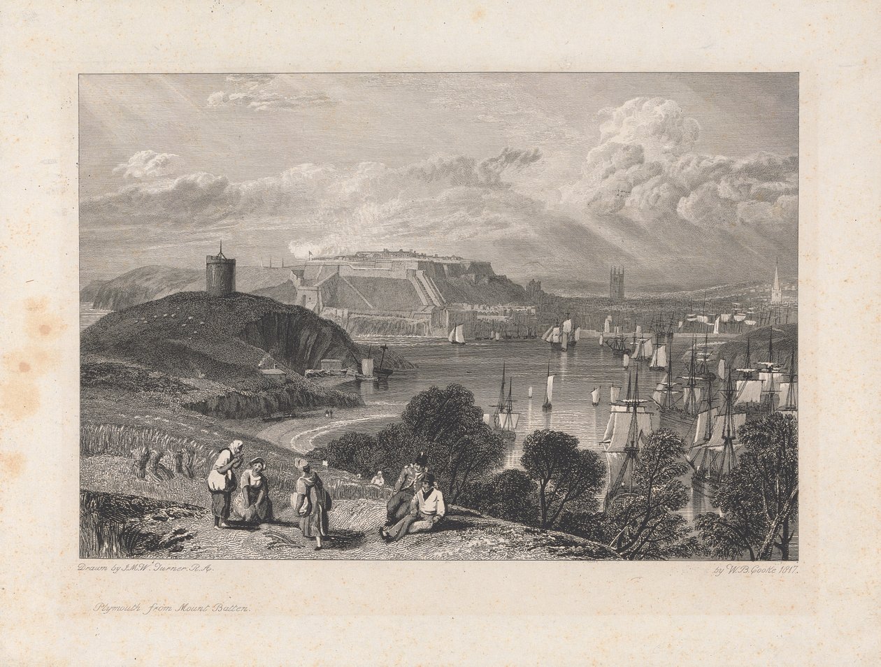 Plymouth, com o Monte Morcego de William Bernard Cooke