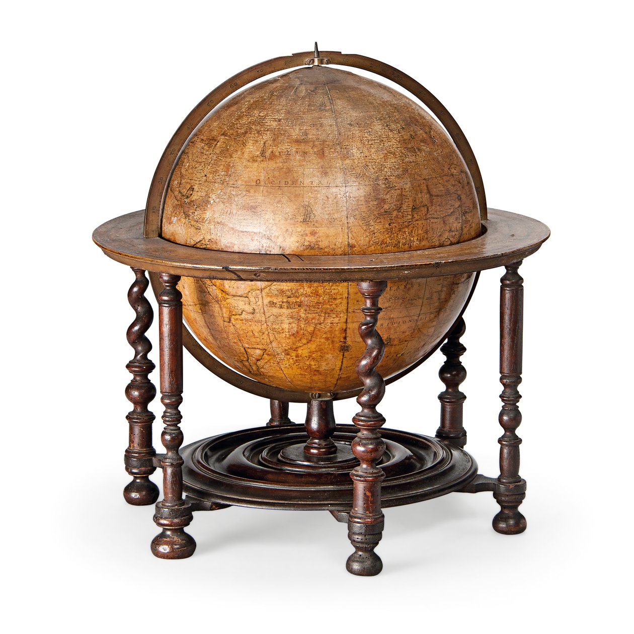 Globo terrestre inglês primitivo, c.1673 de William Berry