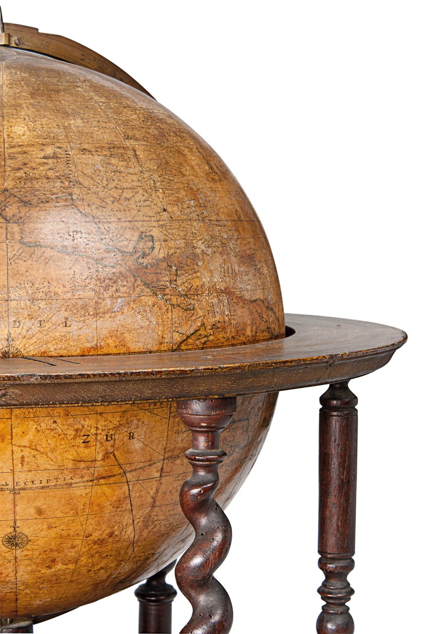 Globo terrestre inglês primitivo, c.1673 de William Berry