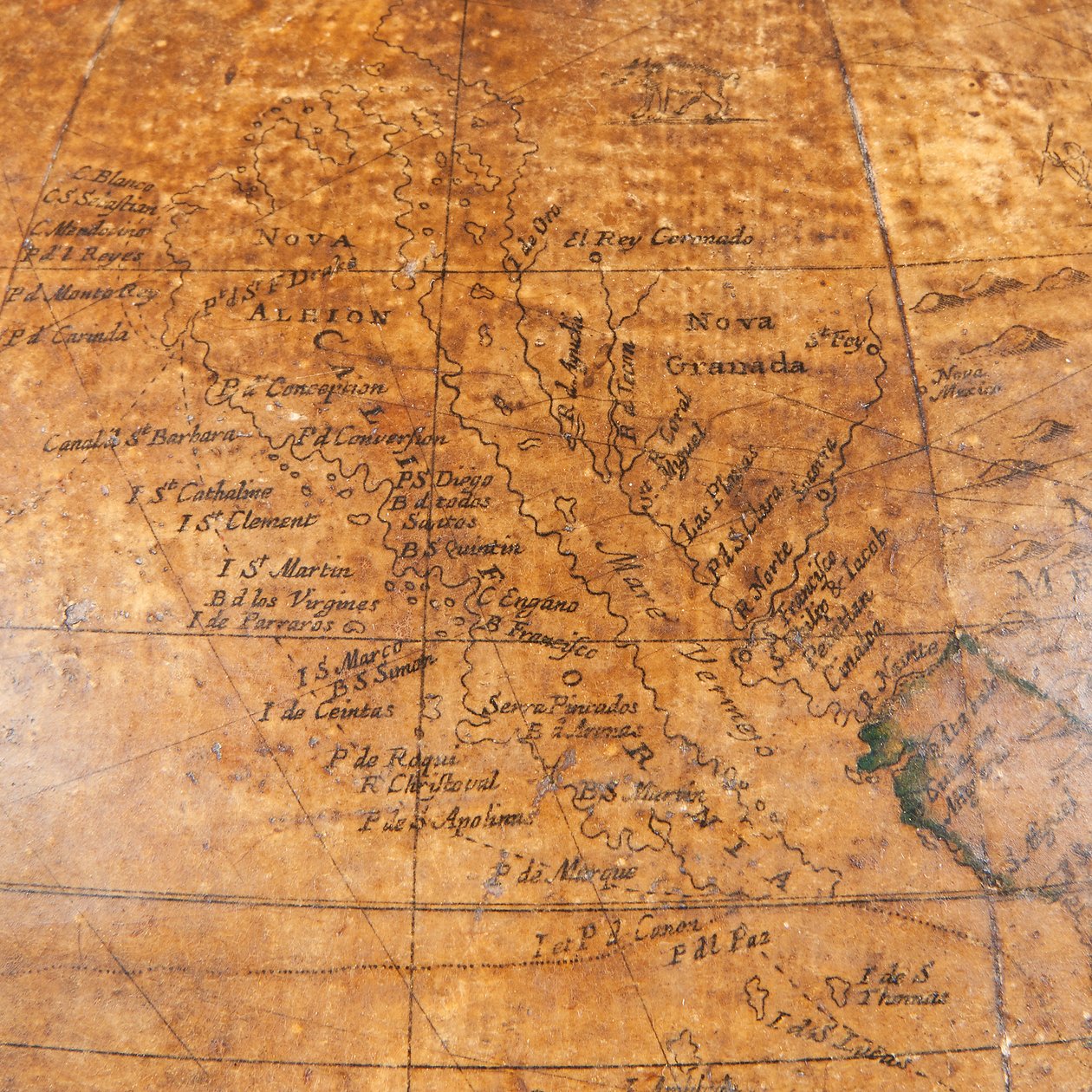 Globo terrestre inglês primitivo, c.1673 de William Berry