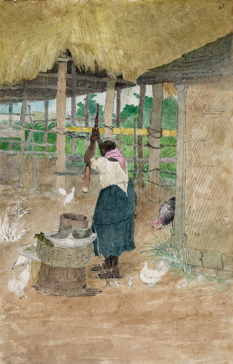 Mulher a bater mandioca, Jamaica de William Berryman