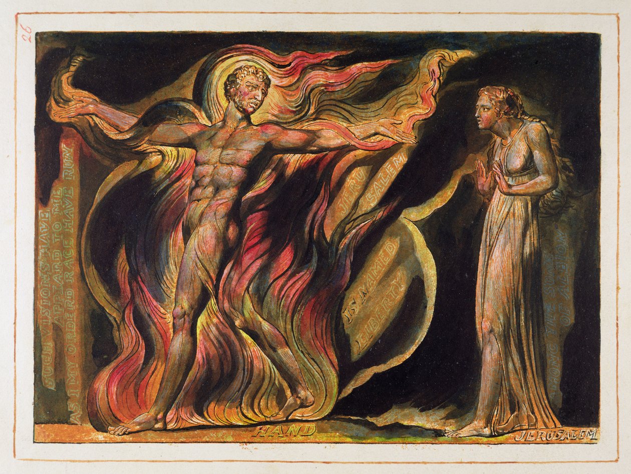 Um Homem Nu em Chamas, placa 26 de &39;Jerusalém&39; de William Blake