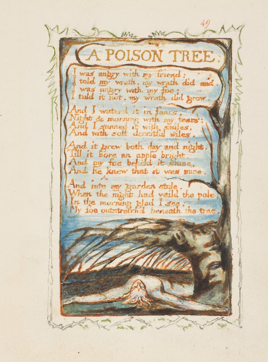 Uma árvore de veneno. Canções da Inocência e da Experiência, ca 1825 de William Blake