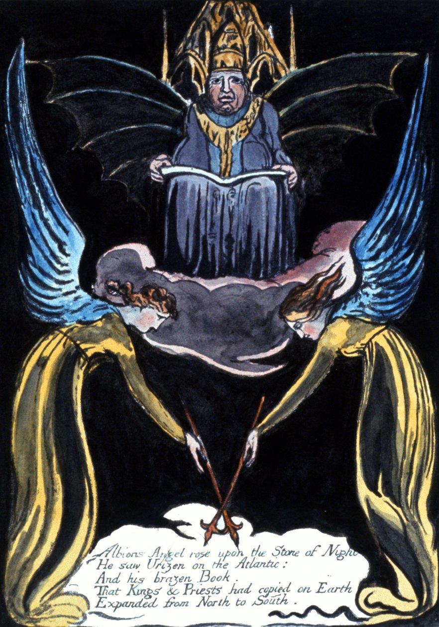 Anjo de Albions ergueu-se sobre de William Blake