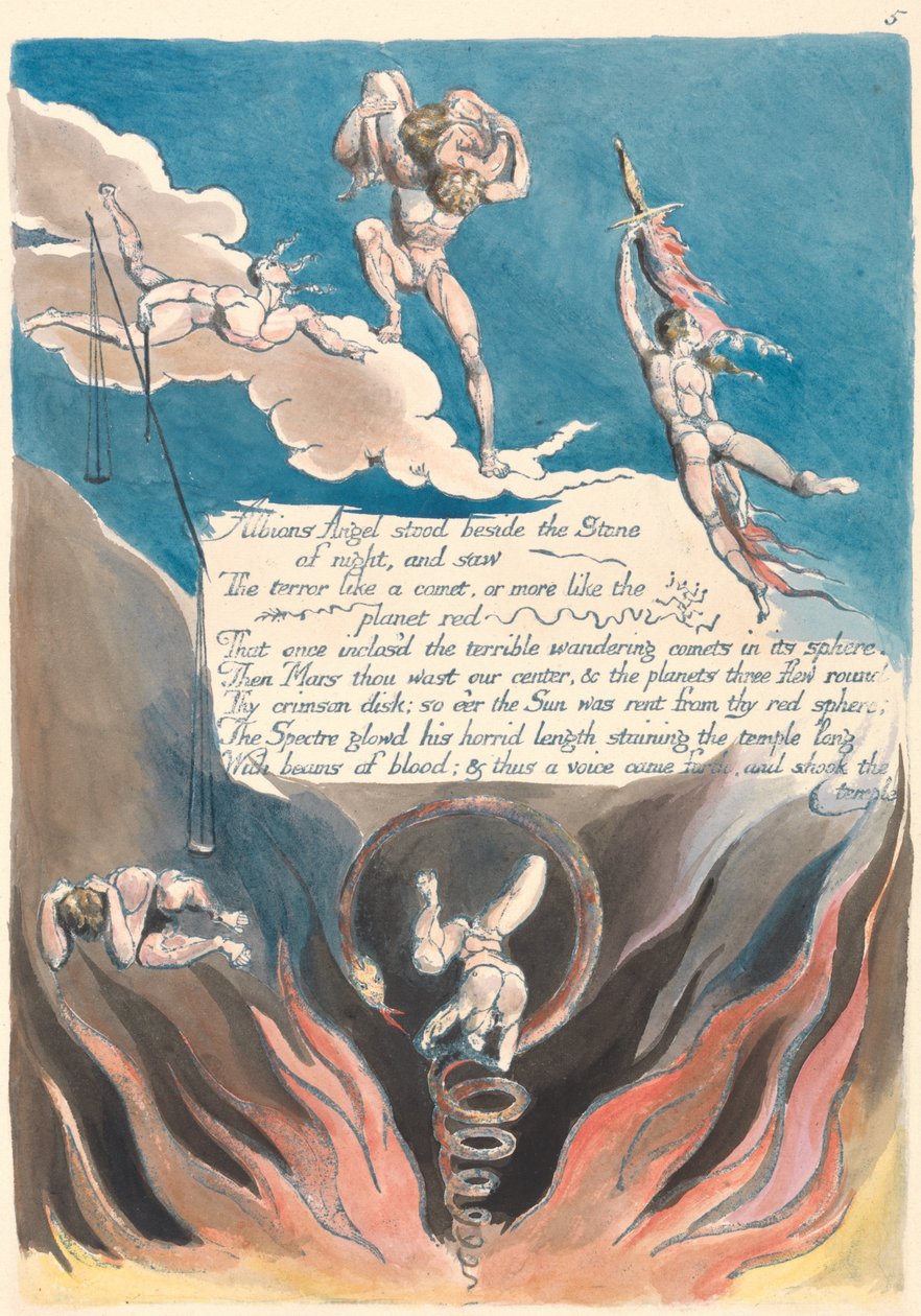 América. Uma profecia, ilustração 7, Albions Angel estava .... de William Blake