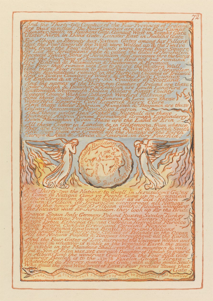 "Und die zweiunddreißig Grafschaften der vier Provinzen Irlands..." (Tafel 72) de William Blake